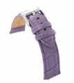 Cinturino in pelle Stampa Alligatore con leggera imbottitura colore viola opaco mm.18