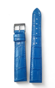 Cinturino in pelle Stampa Alligatore Lucido col. AZZURRO