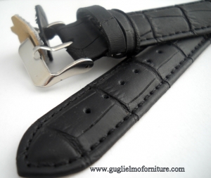 Cinturino semiimbottito tranciato in pelle, stampa cocco extra lungo  nero