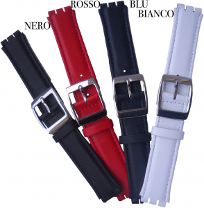 Cinturino in pelle liscio modello con tagli tipo SWATCH mm.17/19