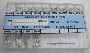 Perni a pressione con tubo per chiusura diam. 1.2 mm assortimento 65 pz