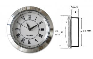 Orologio da incasso 36 mm senza suoneria, spessore meccanismo 5mm