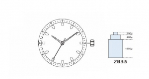 Movimento Miyota 2033 - 6-3/4 x 8 - 3 sfere