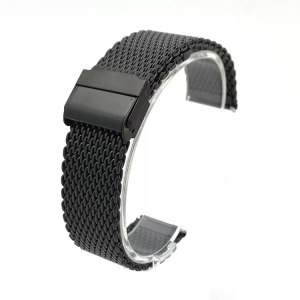 Bracciale in maglia MILANO acciaio massiccio spessore 1,0mm colore: NERO con chiusura di sicurezza