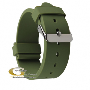 Cinturino in silicone colorato liscio con fibbia in metallo, colore VERDE MILITARE