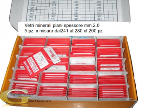 Assortimento di vetri minerali piani spess. mm. 2,00 diam. dal 241 al 280 pz 200, 5 pz x misura