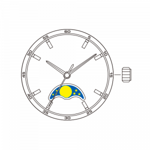 Movimento Miyota 6P24, 10 1/2, 3 sfere, con fasi lunari, multifunzione