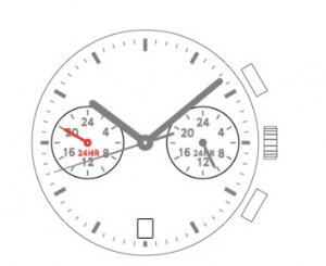 Movimento SHIOJIRI VD31, 12 3/4 - 3 sfere, data al 6, 2 CONTATORI AL 3 - 9, DUAL TIME