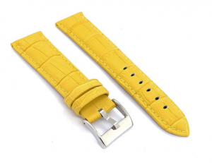 Cinturino in pelle Stampa Alligatore con leggera imbottitura colore GIALLO opaco mm.18