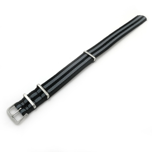 Cinturino Nato a righe Nero Grigio modello 007