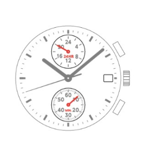 Movimento SHIOJIRI VD35 A chrono 12 3/4 - 3 sfere, dual time 24H