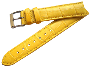 Cinturino in pelle Stampa Alligatore col. GIALLO LUCIDO