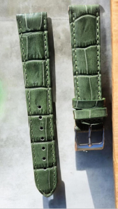 Cinturino in pelle Stampa Alligatore col. VERDE MILITARE