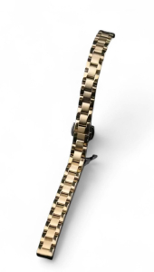 Bracciale in metallo ACCIAIO MASSICCIO lucido DORATO, con chiusura deplayant a scomparsa, attacco diritto