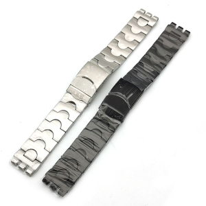 Bracciale in metallo maglia piena SWATCH chrono, con chiusura di sicurezza mm.19 colore Acciaio Satinato