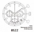 Movimento Miyota 0S22 , 13 1/2 chrono 3 contatori, 3 sfere, 24 ore