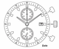 Movimento Miyota 0S11, 13 1/2 Chrono, 2 contatori, 3 sfere data al 3 h