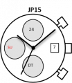 Movimento Miyota JP15, 12 1/2, 3 sfere doppia data 24h data al 3