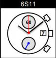 Movimento Miyota 6S11, 15 SC, CHRONO data al 3