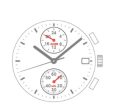 Movimento SHIOJIRI VD35 A chrono 12 3/4 - 3 sfere, dual time 24H